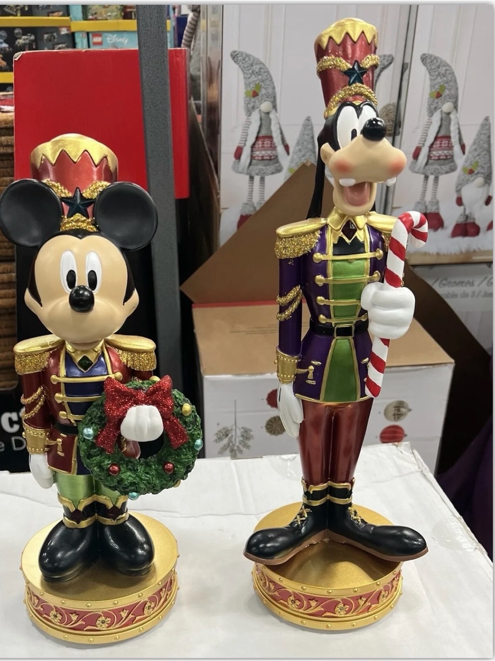 Disney Mickey & Goofy Nutcracker Figurine Set - Red, Green, Gold Holiday Decor